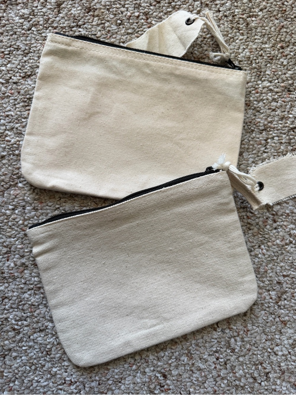 NEW 2pk Canvas Zipper Wristlet Pouch Cream Natural Canvas Tag Fertility Gift